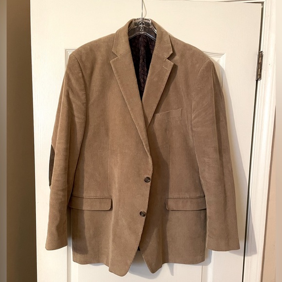 Chaps Other - Chaps Ralph Lauren Blazer Size 48 Long Tan Corduroy Lined Elbow Patch Academia